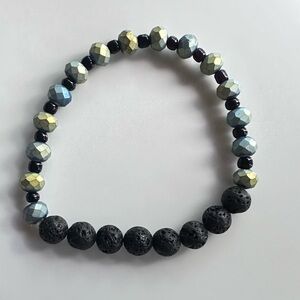 Lava stone bracelet hand made stretch